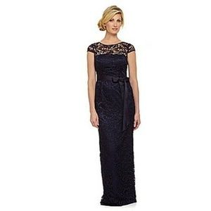 Adrianna Papell Lace Maxi Gown, Navy Blue, Size 4